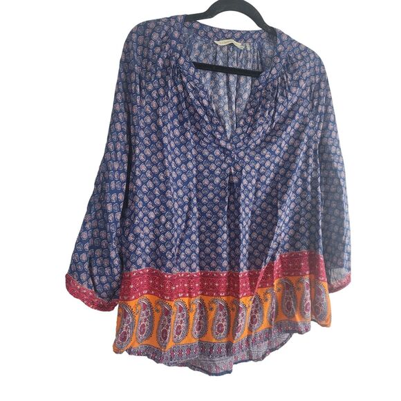 Soft Surroundings Blouse L Womens Light Weight Long Sleeve V Neck Pullover - Picture 2 of 11